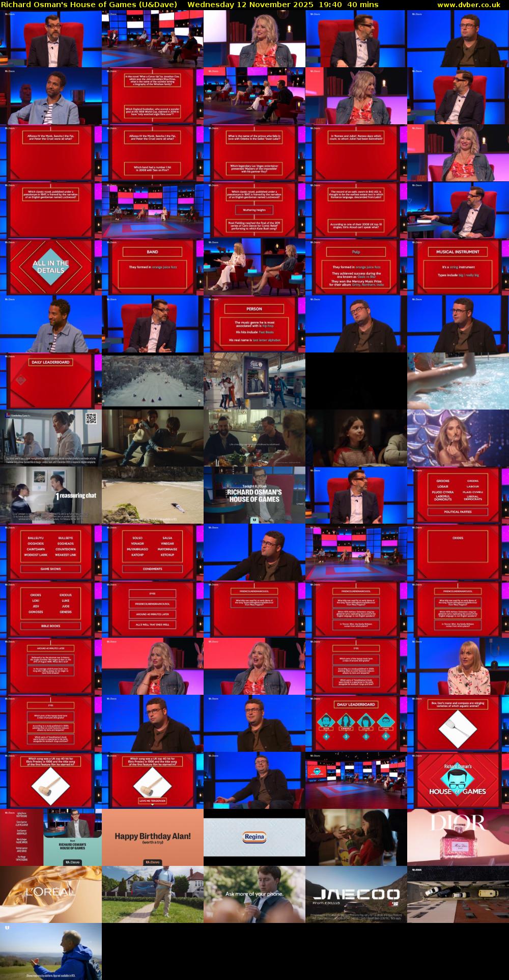 Richard Osman's House of Games (U&Dave) Wednesday 12 November 2025 19:40 - 20:20