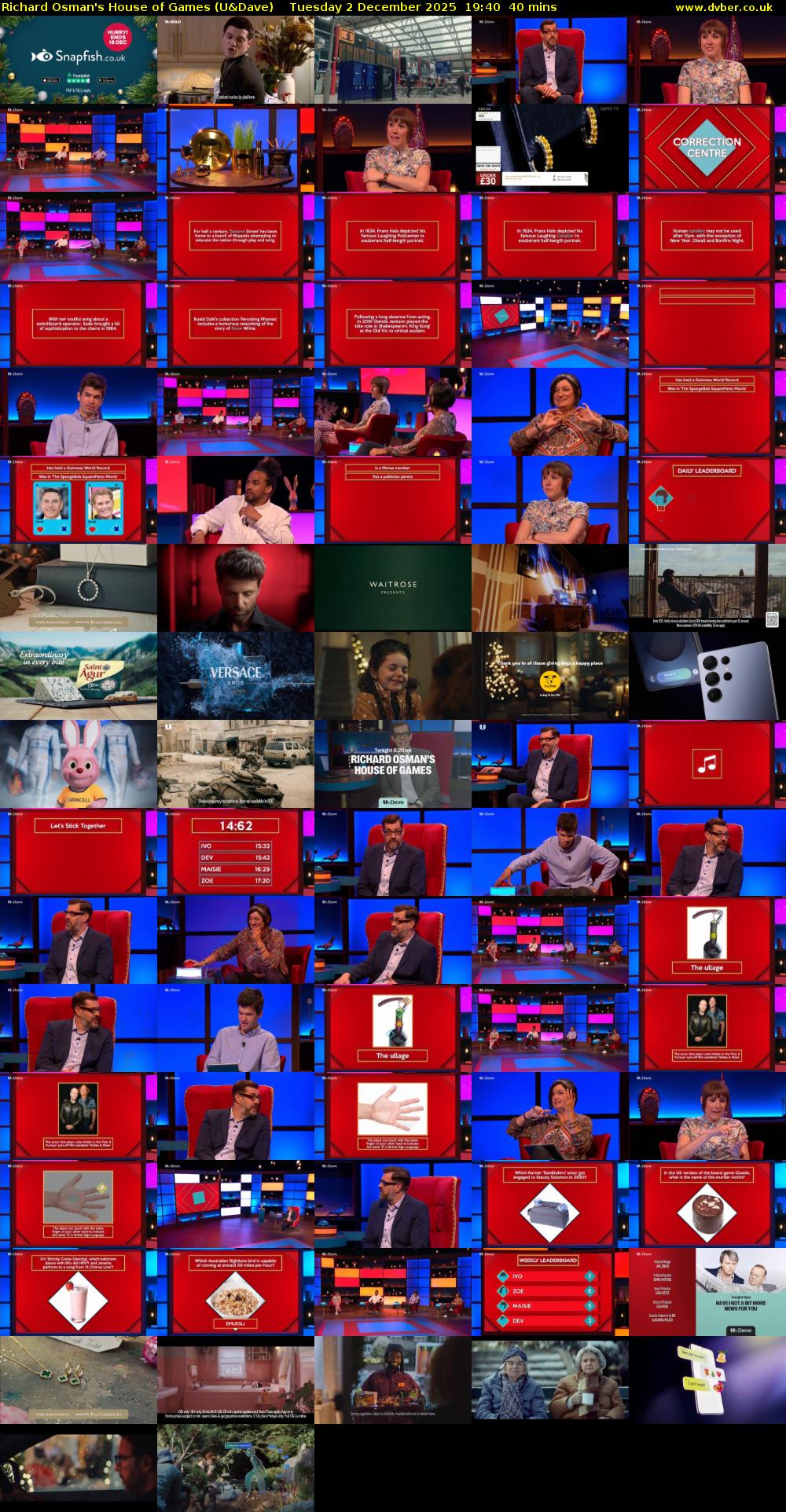 Richard Osman's House of Games (U&Dave) Tuesday 2 December 2025 19:40 - 20:20