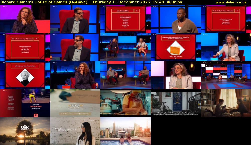 Richard Osman's House of Games (U&Dave) Thursday 11 December 2025 19:40 - 20:20