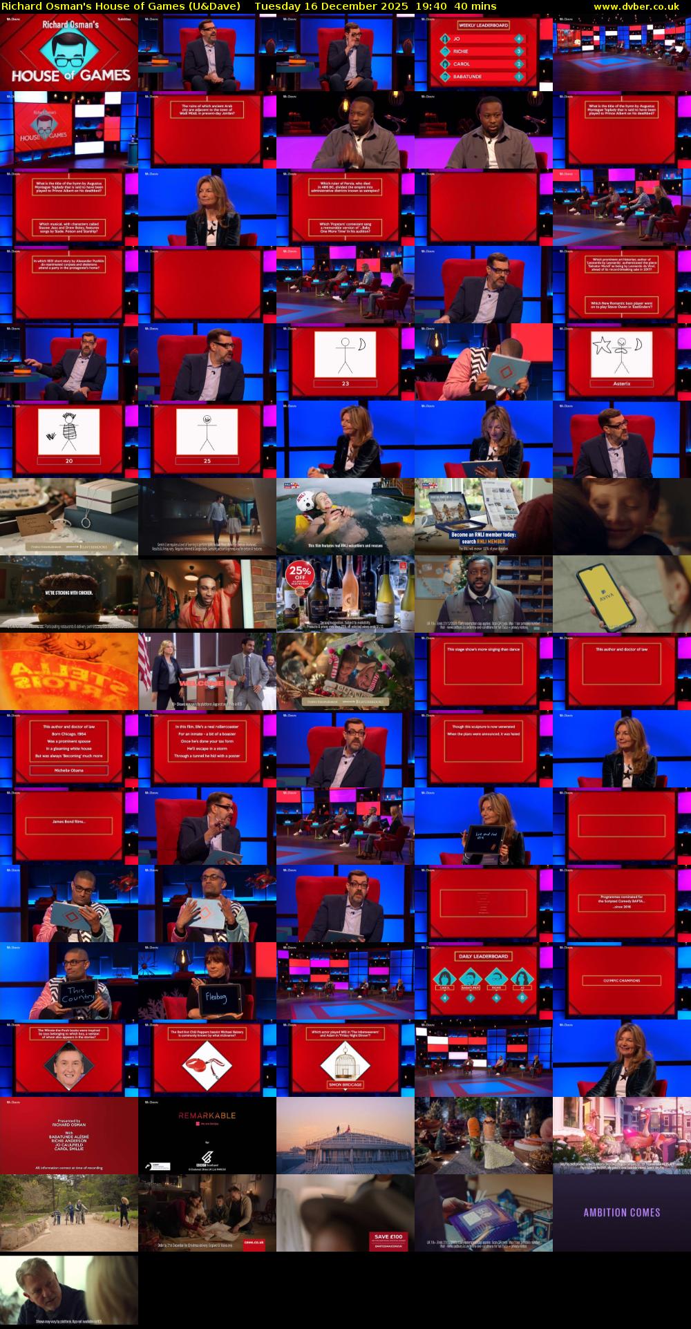 Richard Osman's House of Games (U&Dave) Tuesday 16 December 2025 19:40 - 20:20
