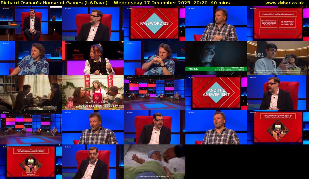 Richard Osman's House of Games (U&Dave) Wednesday 17 December 2025 20:20 - 21:00
