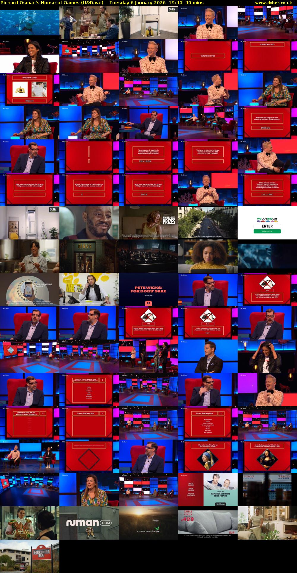 Richard Osman's House of Games (U&Dave) Tuesday 6 January 2026 19:40 - 20:20