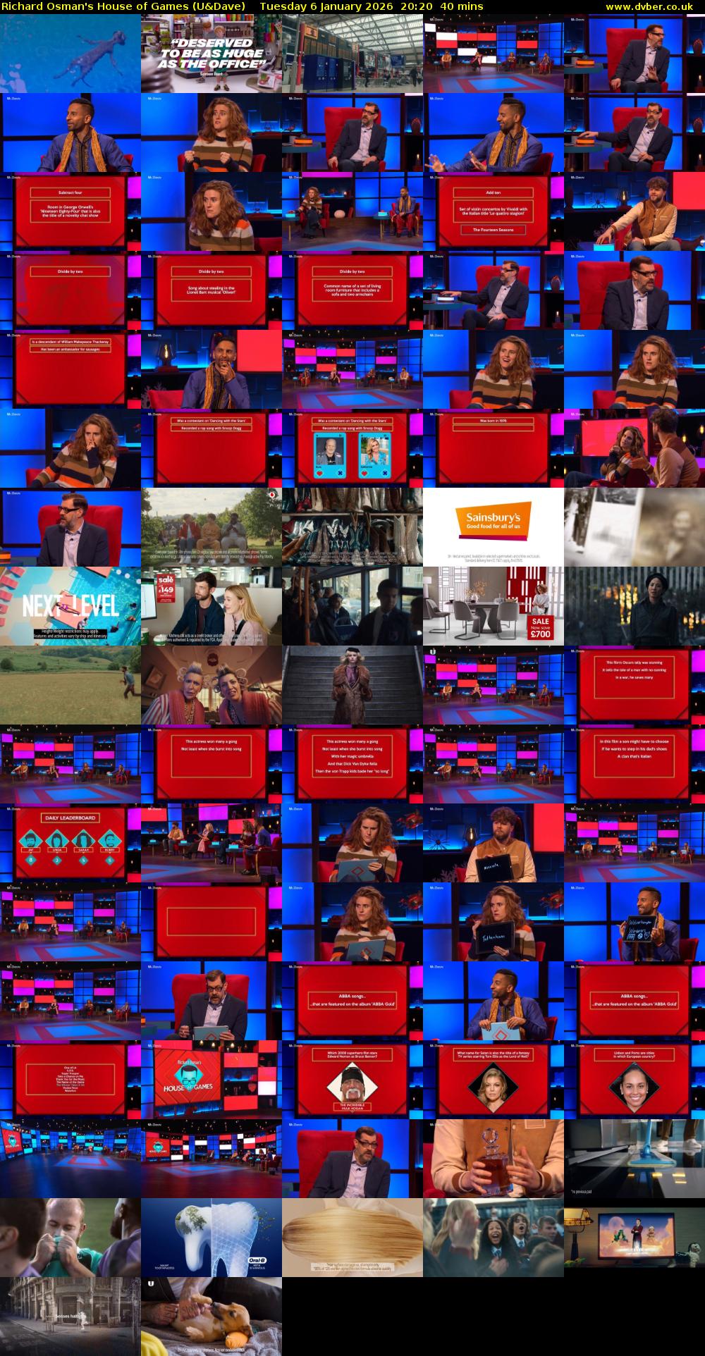 Richard Osman's House of Games (U&Dave) Tuesday 6 January 2026 20:20 - 21:00