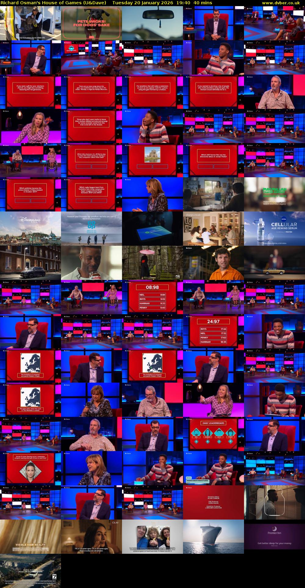 Richard Osman's House of Games (U&Dave) Tuesday 20 January 2026 19:40 - 20:20