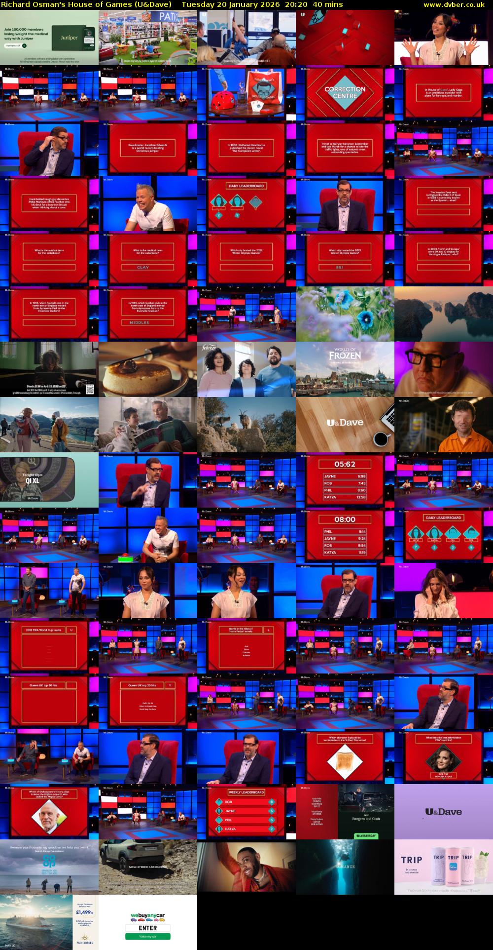 Richard Osman's House of Games (U&Dave) Tuesday 20 January 2026 20:20 - 21:00
