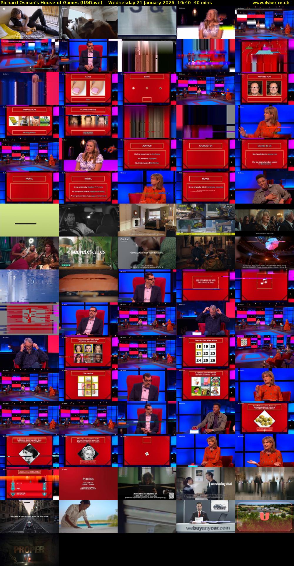 Richard Osman's House of Games (U&Dave) Wednesday 21 January 2026 19:40 - 20:20