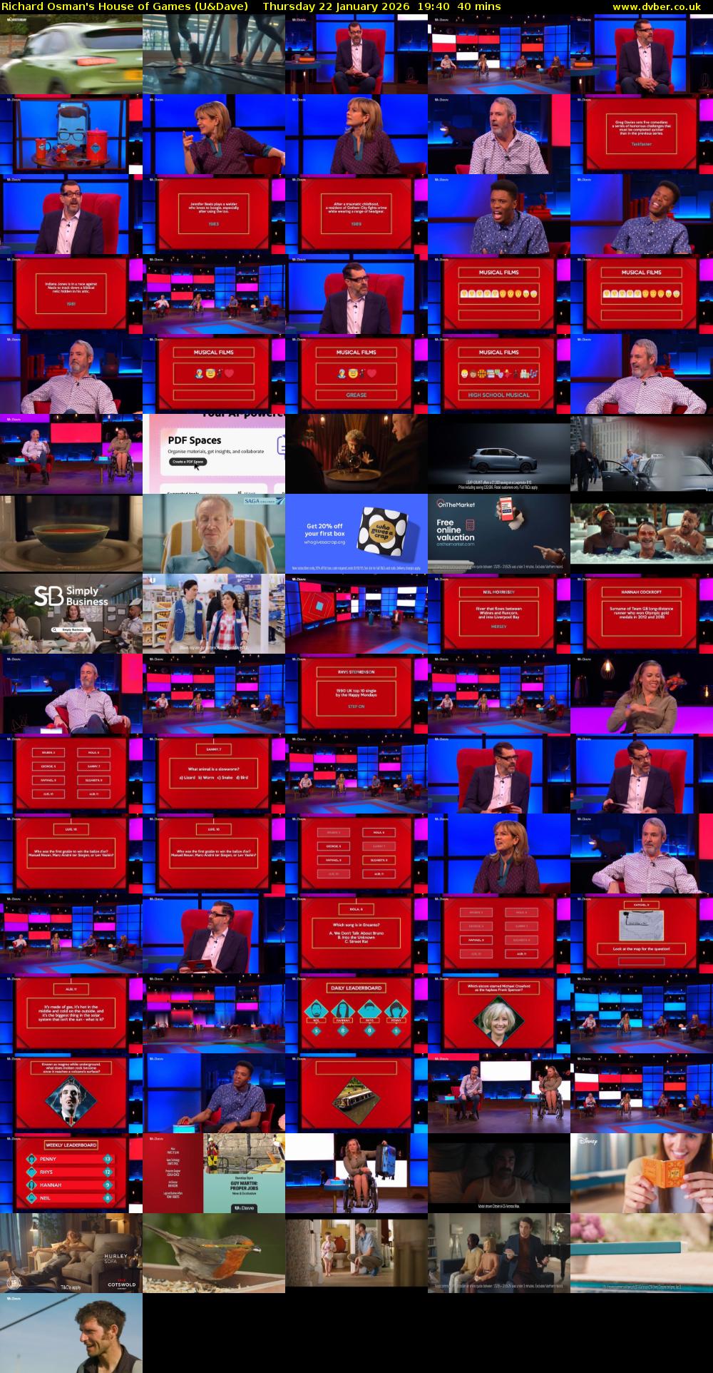 Richard Osman's House of Games (U&Dave) Thursday 22 January 2026 19:40 - 20:20