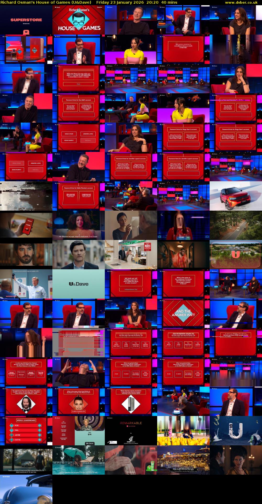 Richard Osman's House of Games (U&Dave) Friday 23 January 2026 20:20 - 21:00