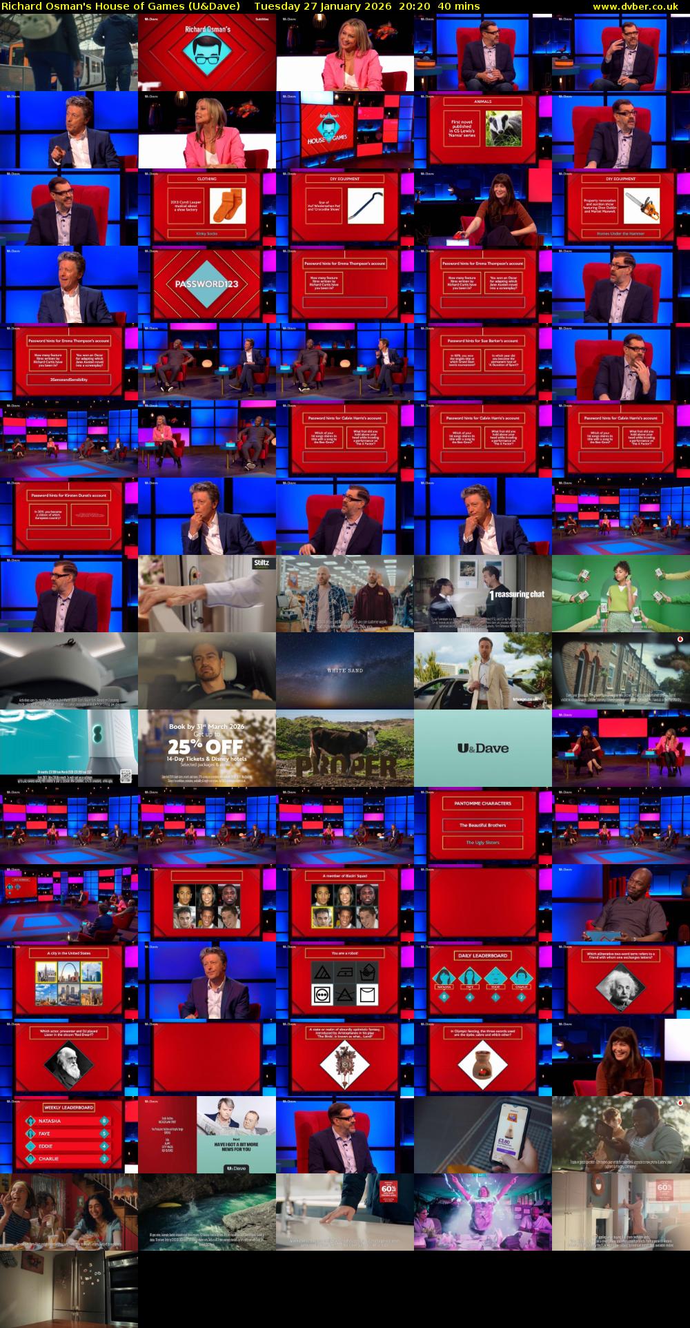 Richard Osman's House of Games (U&Dave) Tuesday 27 January 2026 20:20 - 21:00