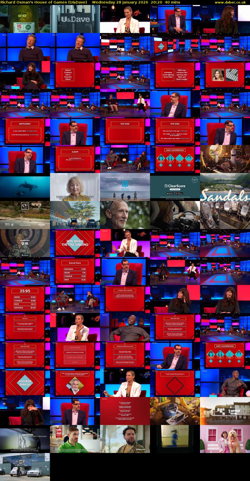 Richard Osman's House of Games (U&Dave) Wednesday 28 January 2026 20:20 - 21:00