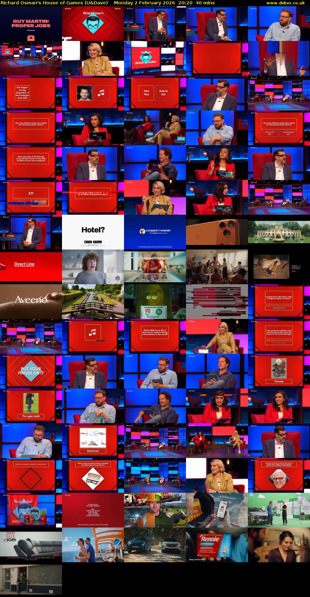 Richard Osman's House of Games (U&Dave) Monday 2 February 2026 20:20 - 21:00