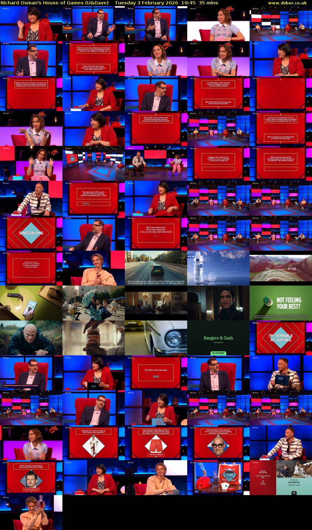 Richard Osman's House of Games (U&Dave) Tuesday 3 February 2026 19:45 - 20:20