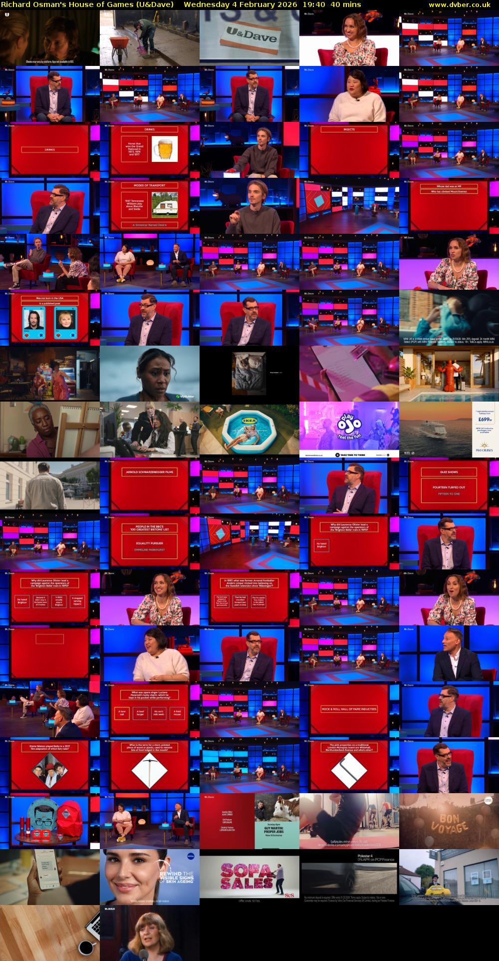 Richard Osman's House of Games (U&Dave) Wednesday 4 February 2026 19:40 - 20:20