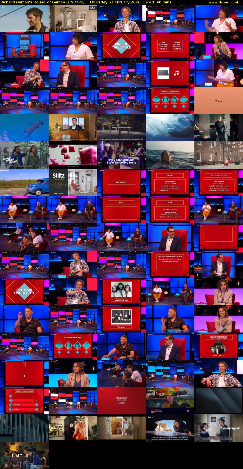 Richard Osman's House of Games (U&Dave) Thursday 5 February 2026 19:40 - 20:20