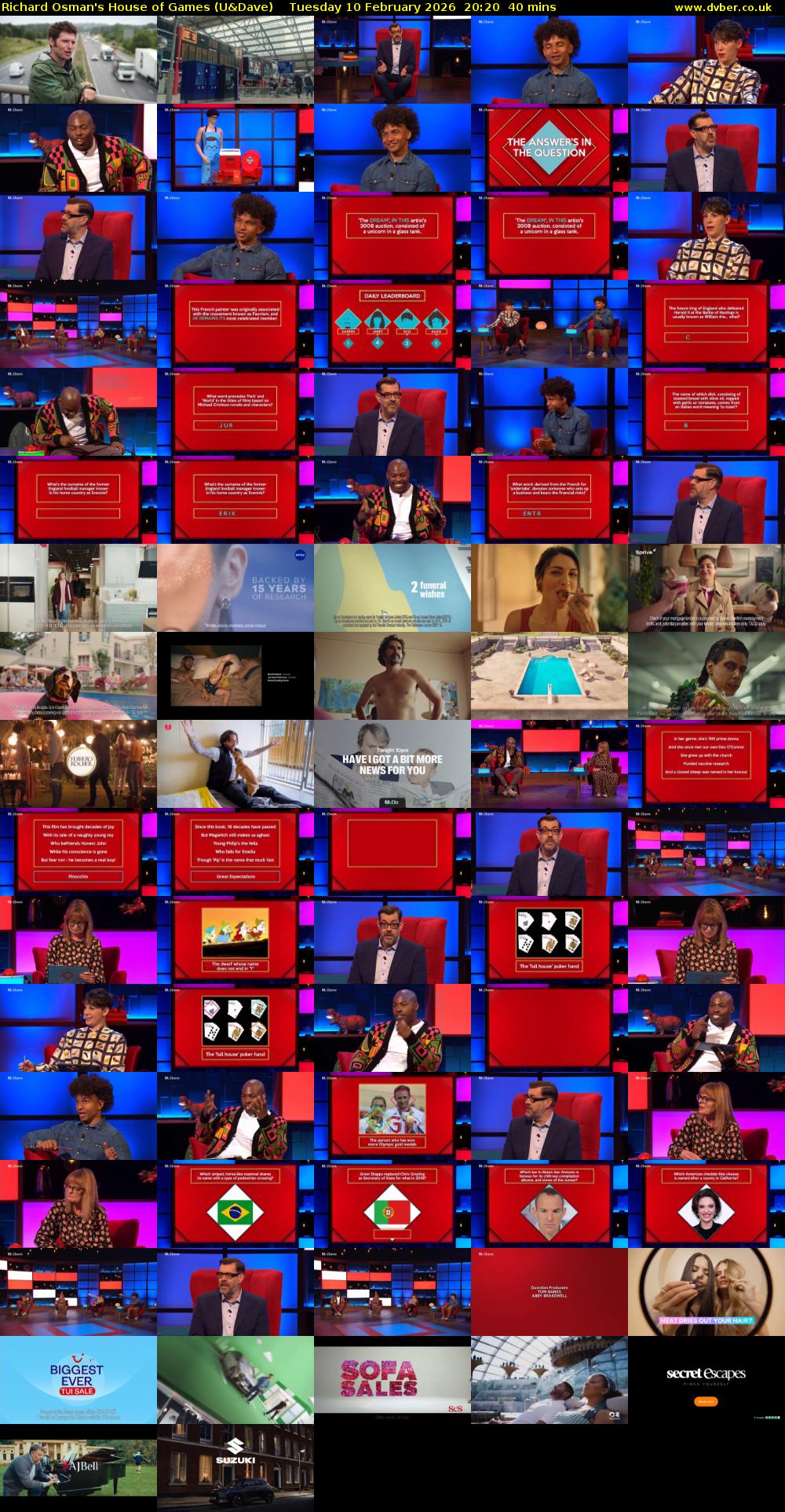 Richard Osman's House of Games (U&Dave) Tuesday 10 February 2026 20:20 - 21:00
