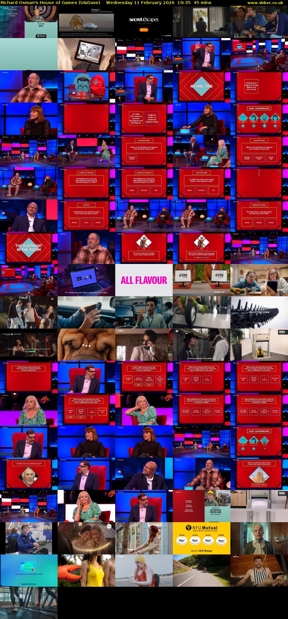 Richard Osman's House of Games (U&Dave) Wednesday 11 February 2026 19:35 - 20:20