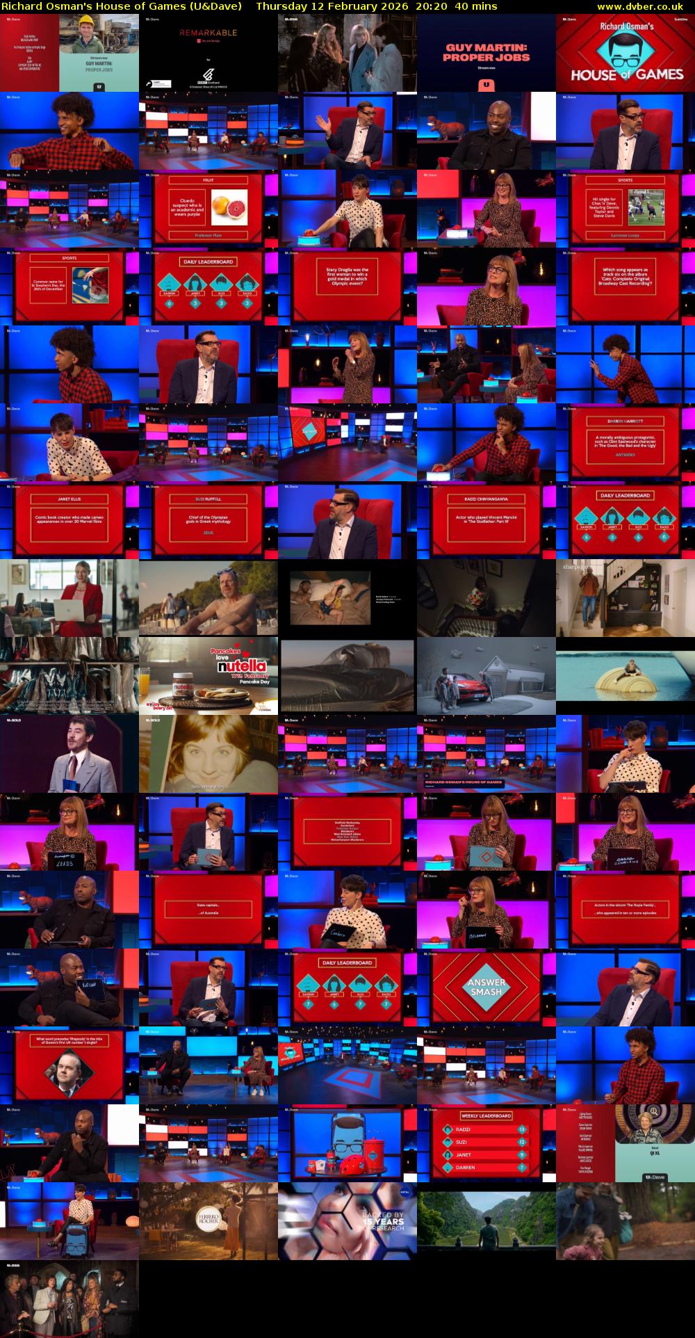 Richard Osman's House of Games (U&Dave) Thursday 12 February 2026 20:20 - 21:00