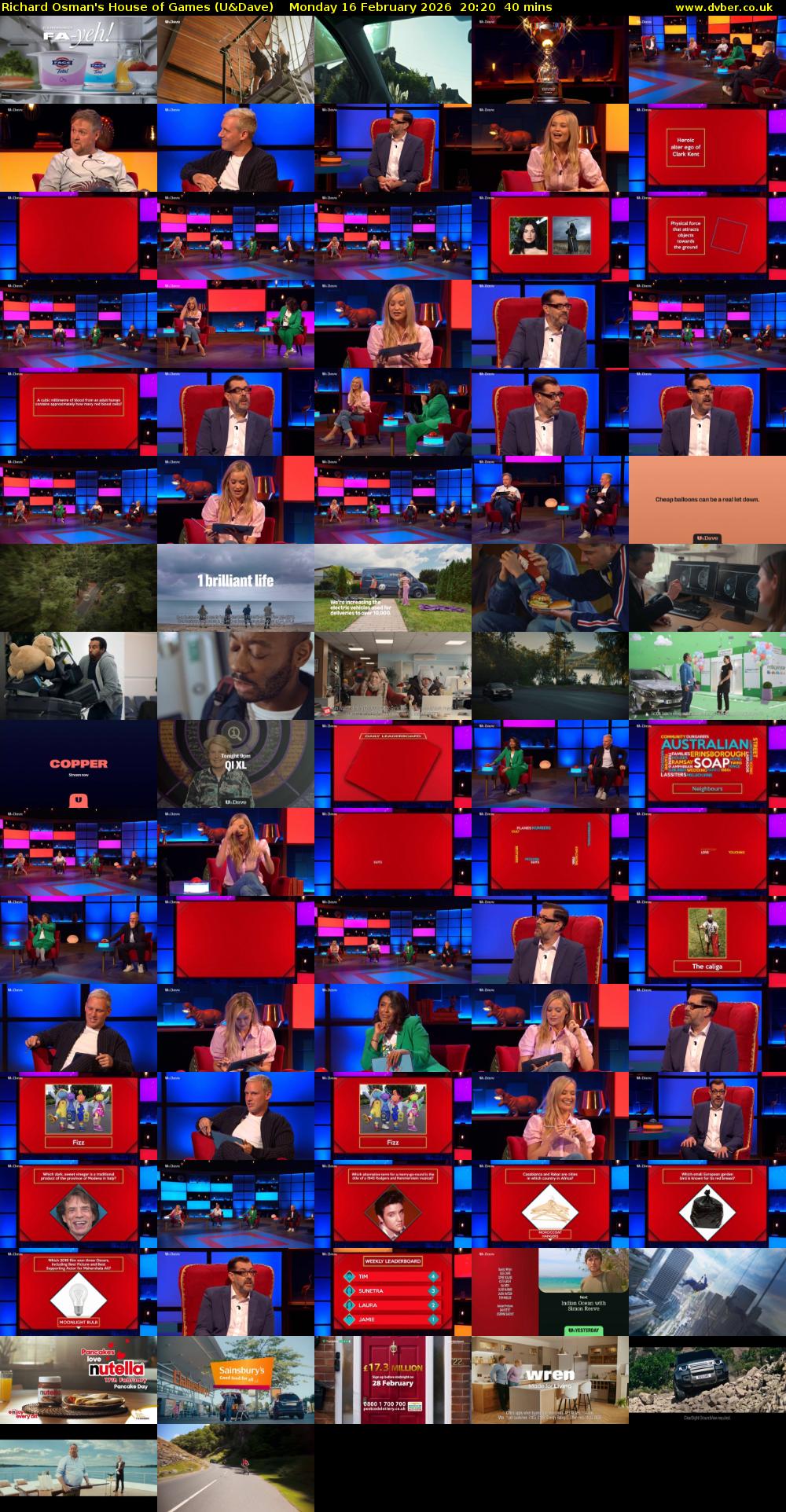 Richard Osman's House of Games (U&Dave) Monday 16 February 2026 20:20 - 21:00