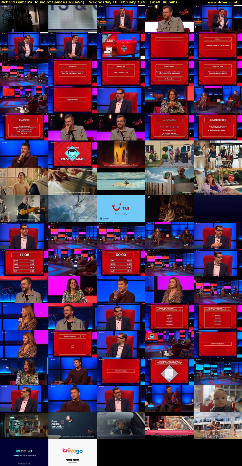 Richard Osman's House of Games (U&Dave) Wednesday 18 February 2026 19:40 - 20:20