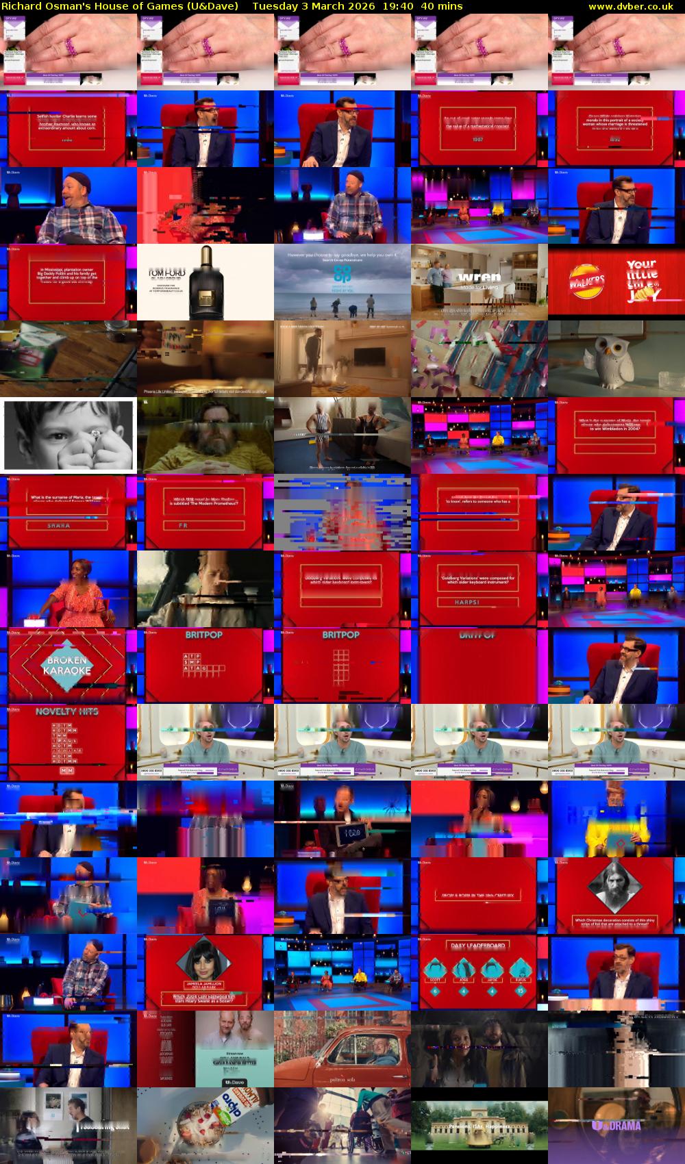Richard Osman's House of Games (U&Dave) Tuesday 3 March 2026 19:40 - 20:20