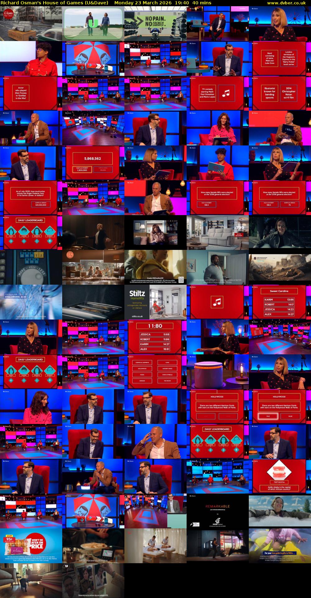 Richard Osman's House of Games (U&Dave) Monday 23 March 2026 19:40 - 20:20