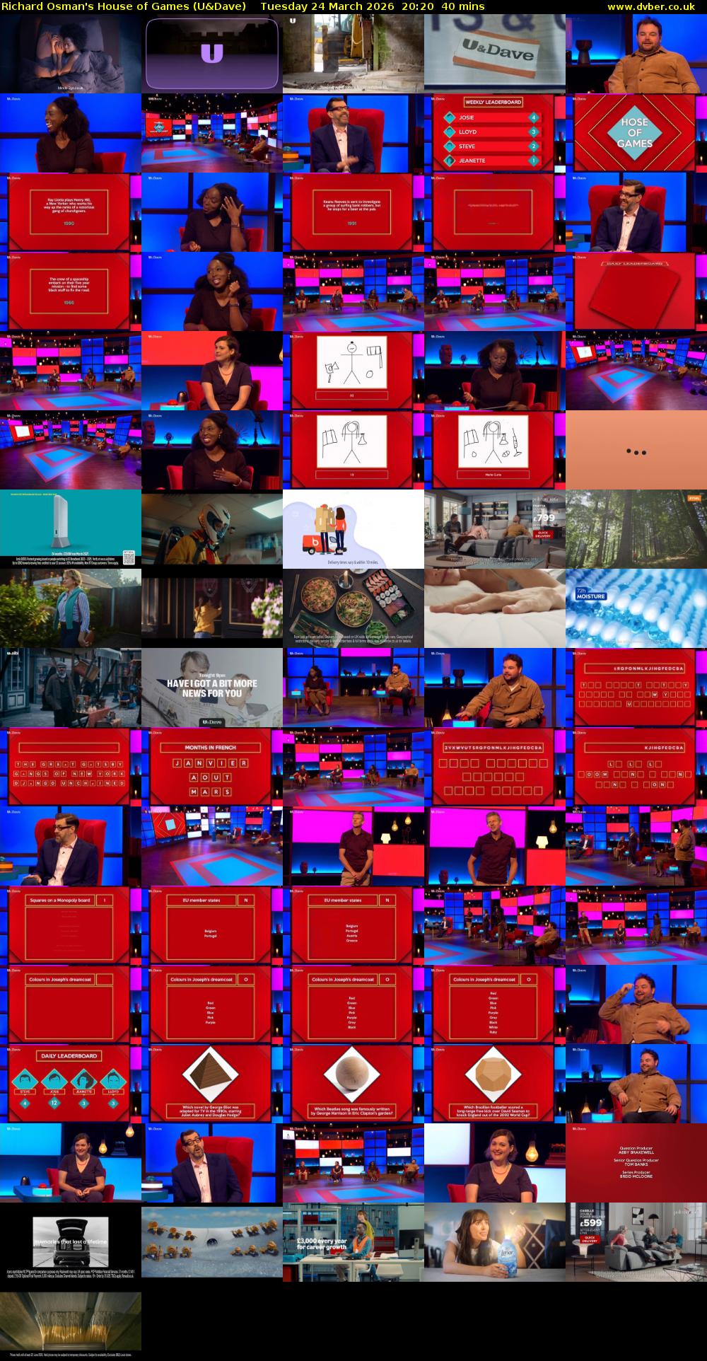 Richard Osman's House of Games (U&Dave) Tuesday 24 March 2026 20:20 - 21:00