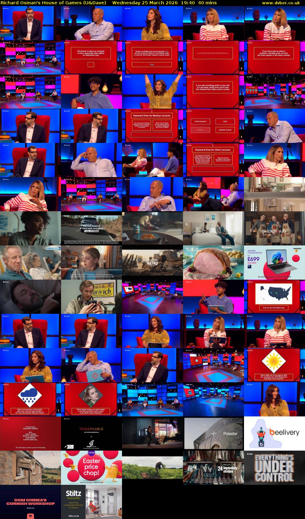 Richard Osman's House of Games (U&Dave) Wednesday 25 March 2026 19:40 - 20:20