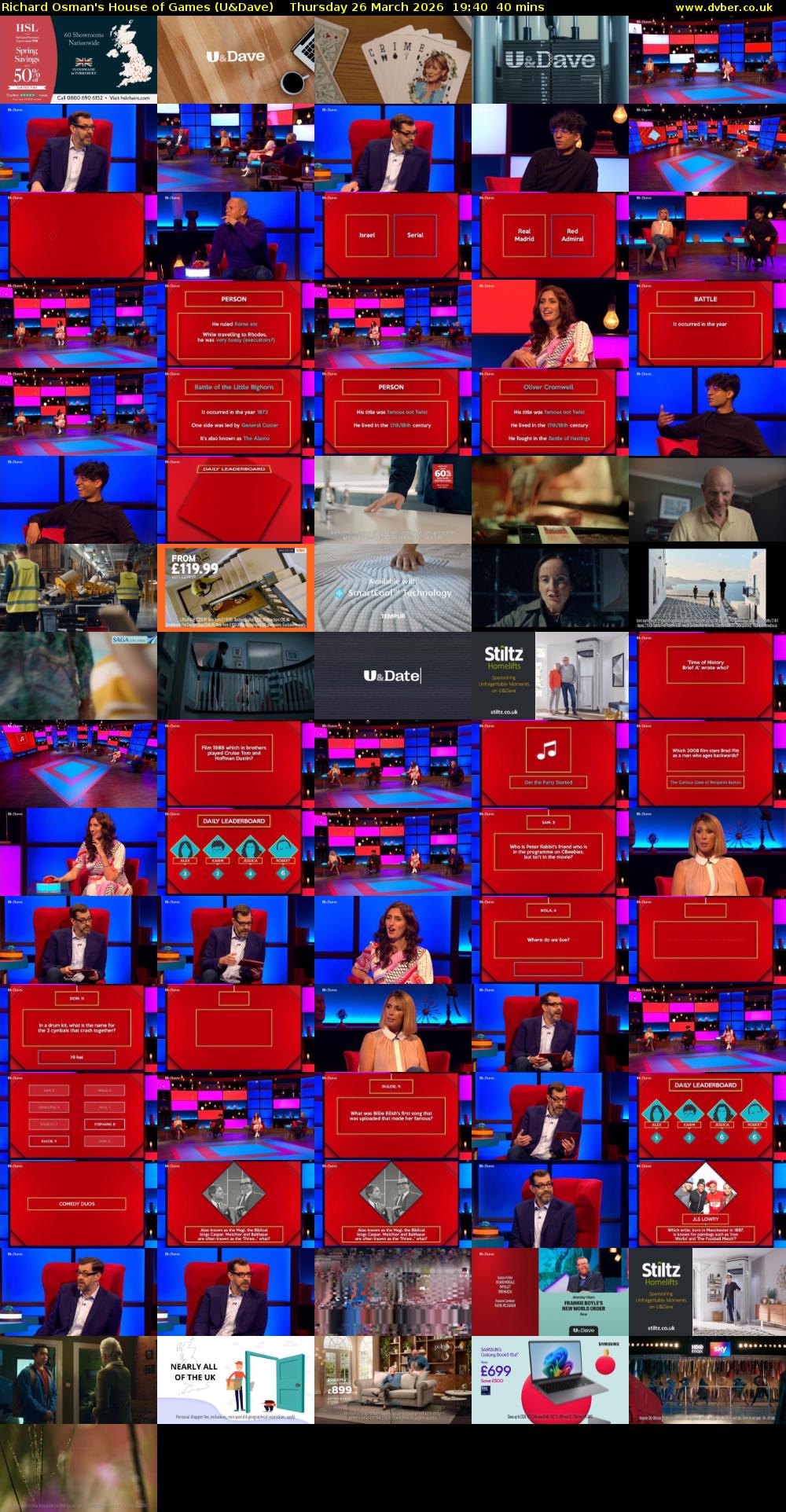 Richard Osman's House of Games (U&Dave) Thursday 26 March 2026 19:40 - 20:20