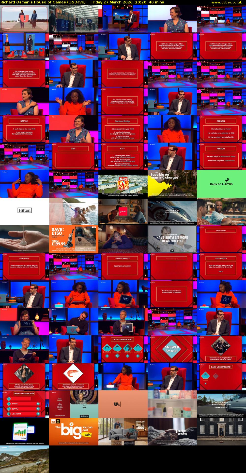 Richard Osman's House of Games (U&Dave) Friday 27 March 2026 20:20 - 21:00