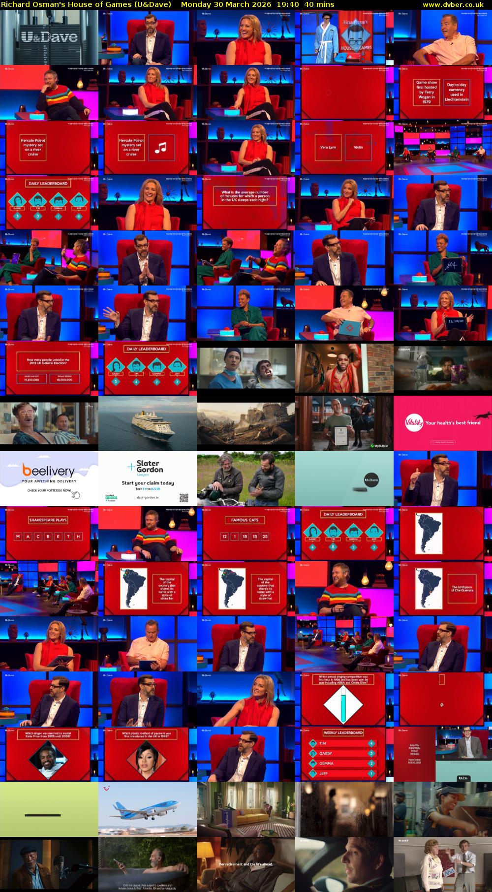 Richard Osman's House of Games (U&Dave) Monday 30 March 2026 19:40 - 20:20