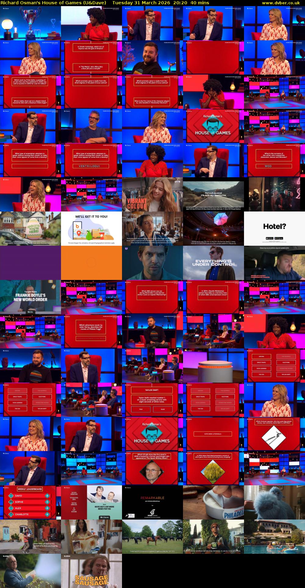 Richard Osman's House of Games (U&Dave) Tuesday 31 March 2026 20:20 - 21:00