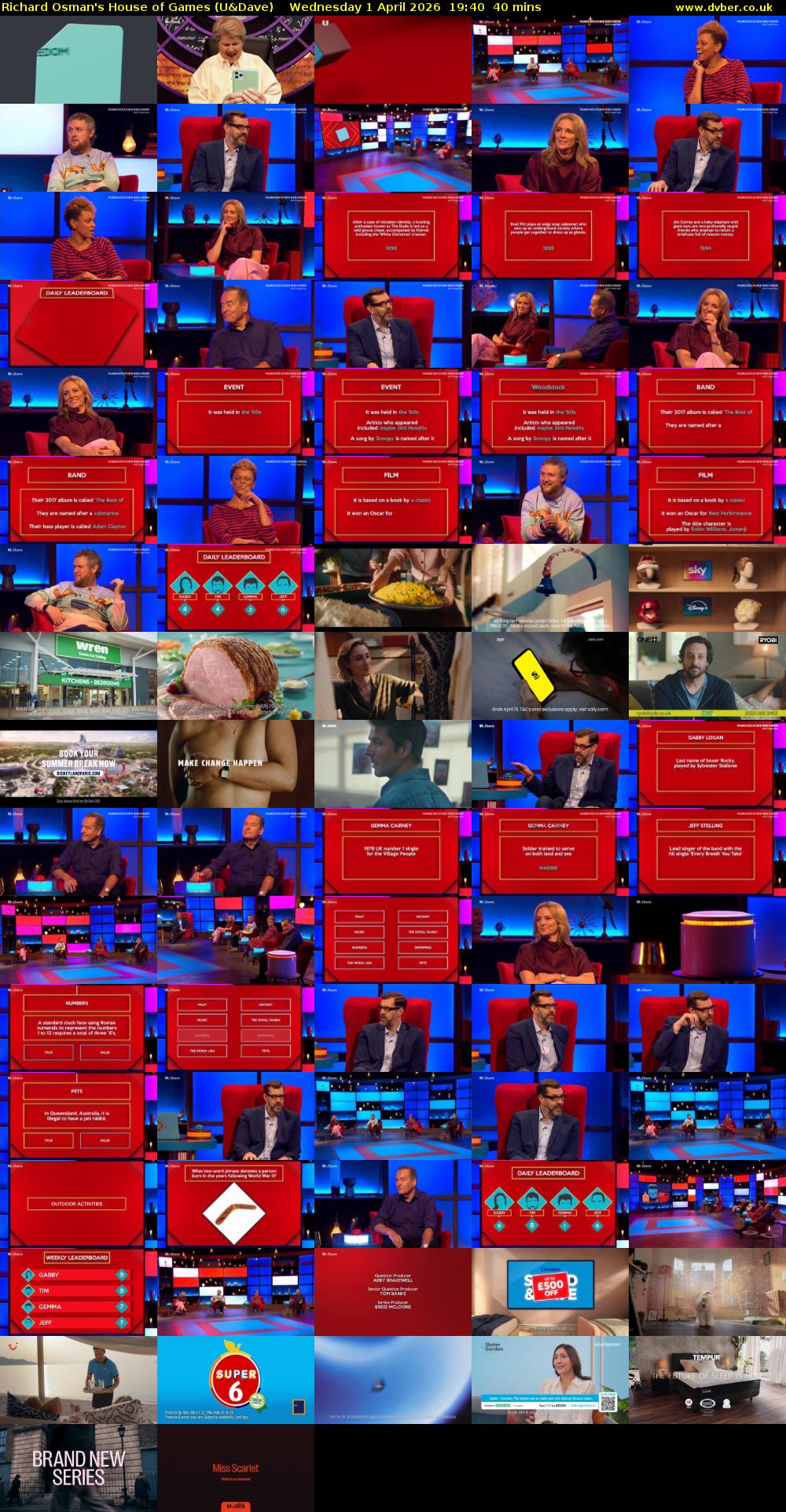 Richard Osman's House of Games (U&Dave) Wednesday 1 April 2026 19:40 - 20:20