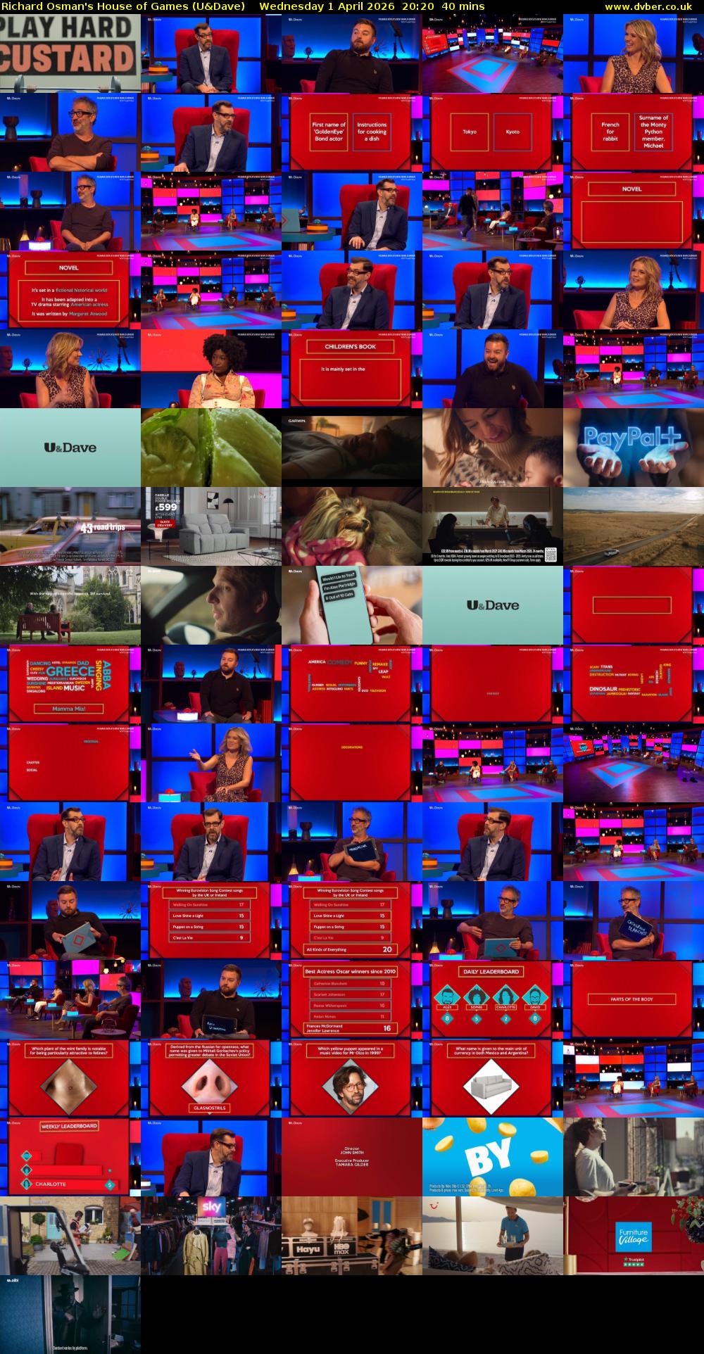Richard Osman's House of Games (U&Dave) Wednesday 1 April 2026 20:20 - 21:00