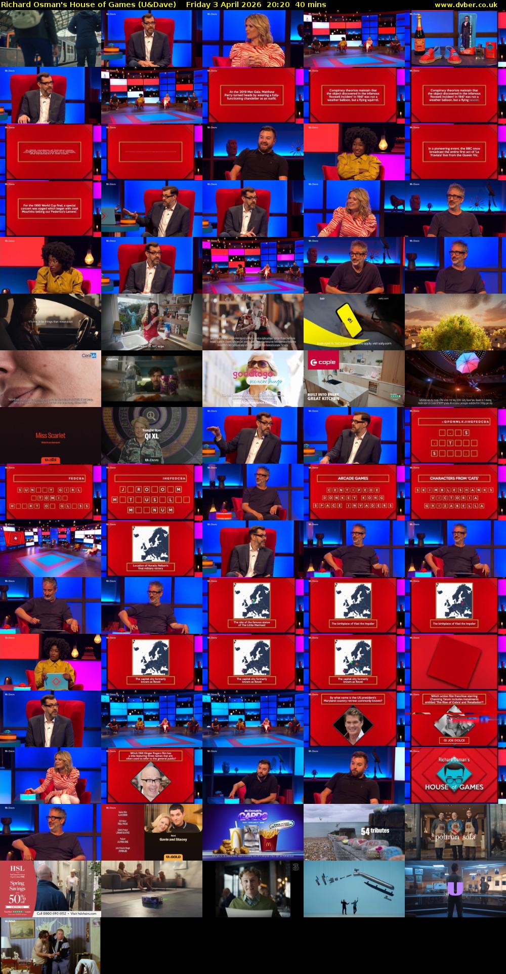 Richard Osman's House of Games (U&Dave) Friday 3 April 2026 20:20 - 21:00