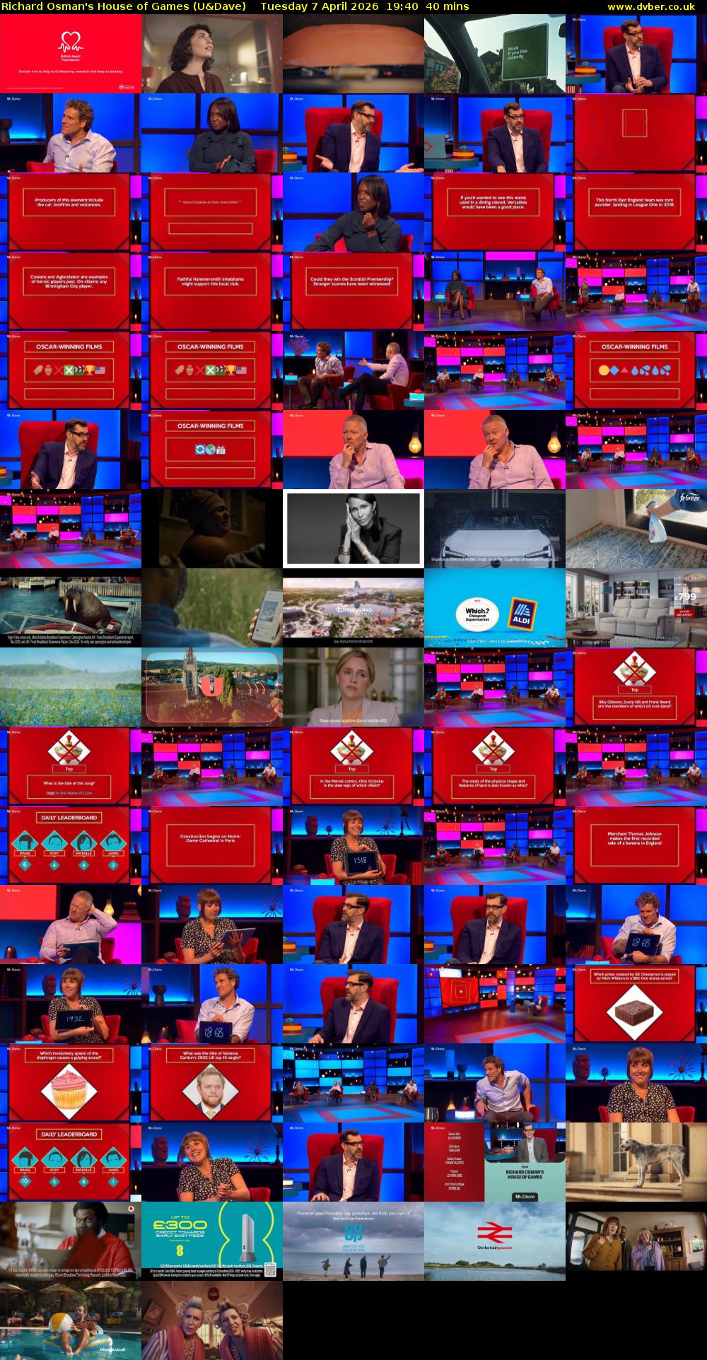 Richard Osman's House of Games (U&Dave) Tuesday 7 April 2026 19:40 - 20:20