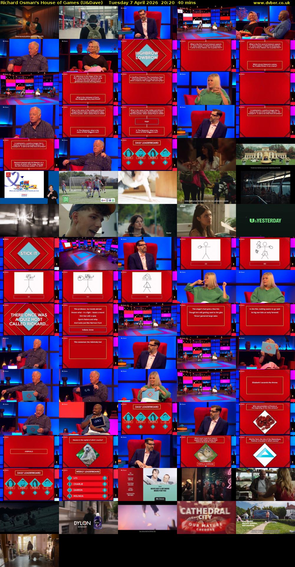 Richard Osman's House of Games (U&Dave) Tuesday 7 April 2026 20:20 - 21:00
