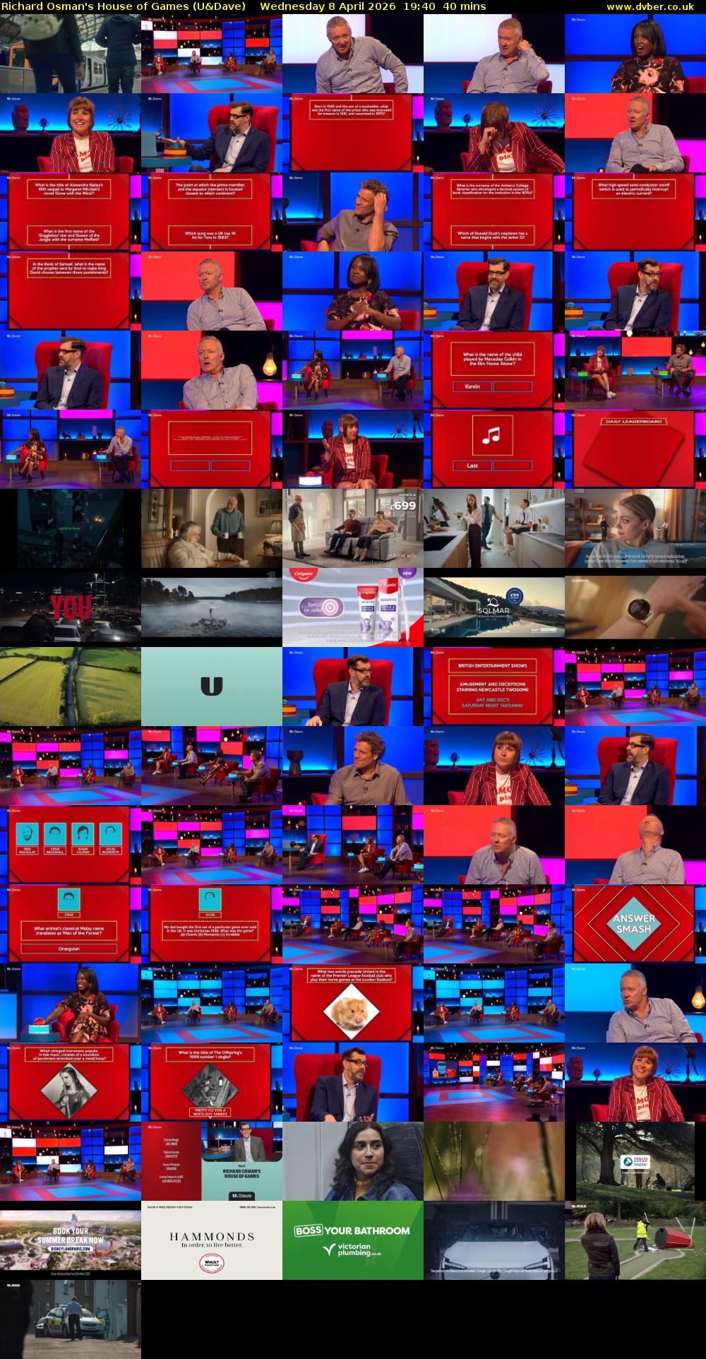 Richard Osman's House of Games (U&Dave) Wednesday 8 April 2026 19:40 - 20:20