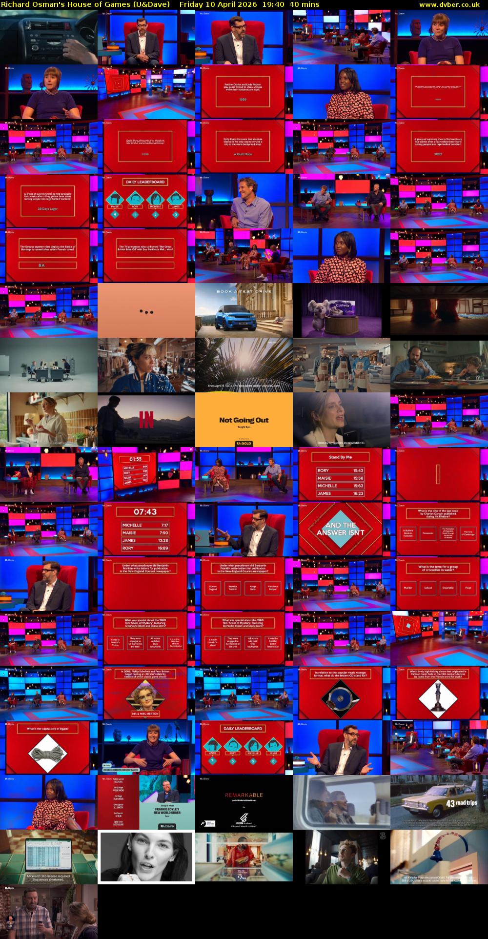 Richard Osman's House of Games (U&Dave) Friday 10 April 2026 19:40 - 20:20