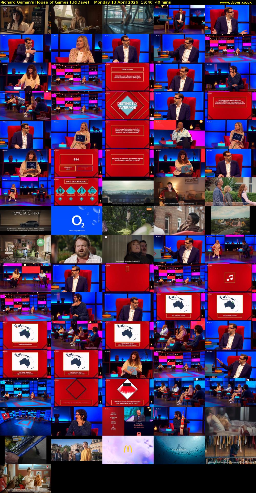 Richard Osman's House of Games (U&Dave) Monday 13 April 2026 19:40 - 20:20