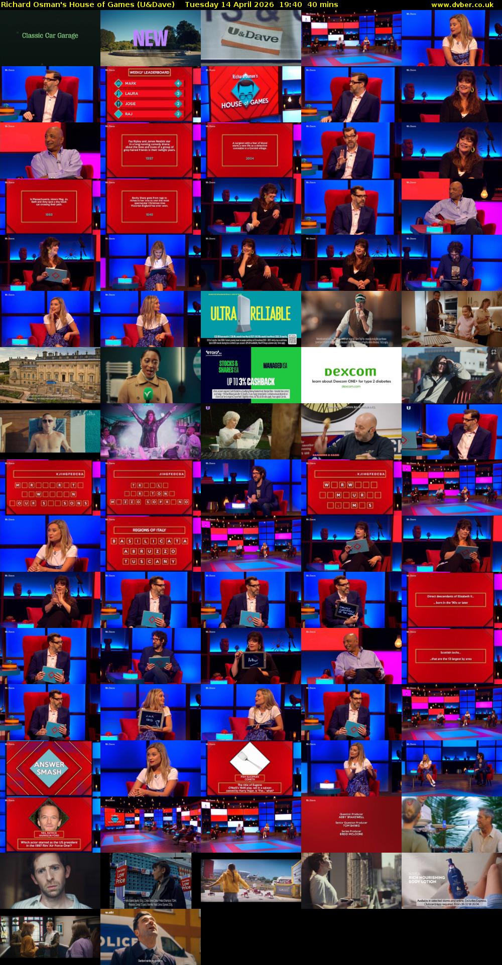 Richard Osman's House of Games (U&Dave) Tuesday 14 April 2026 19:40 - 20:20