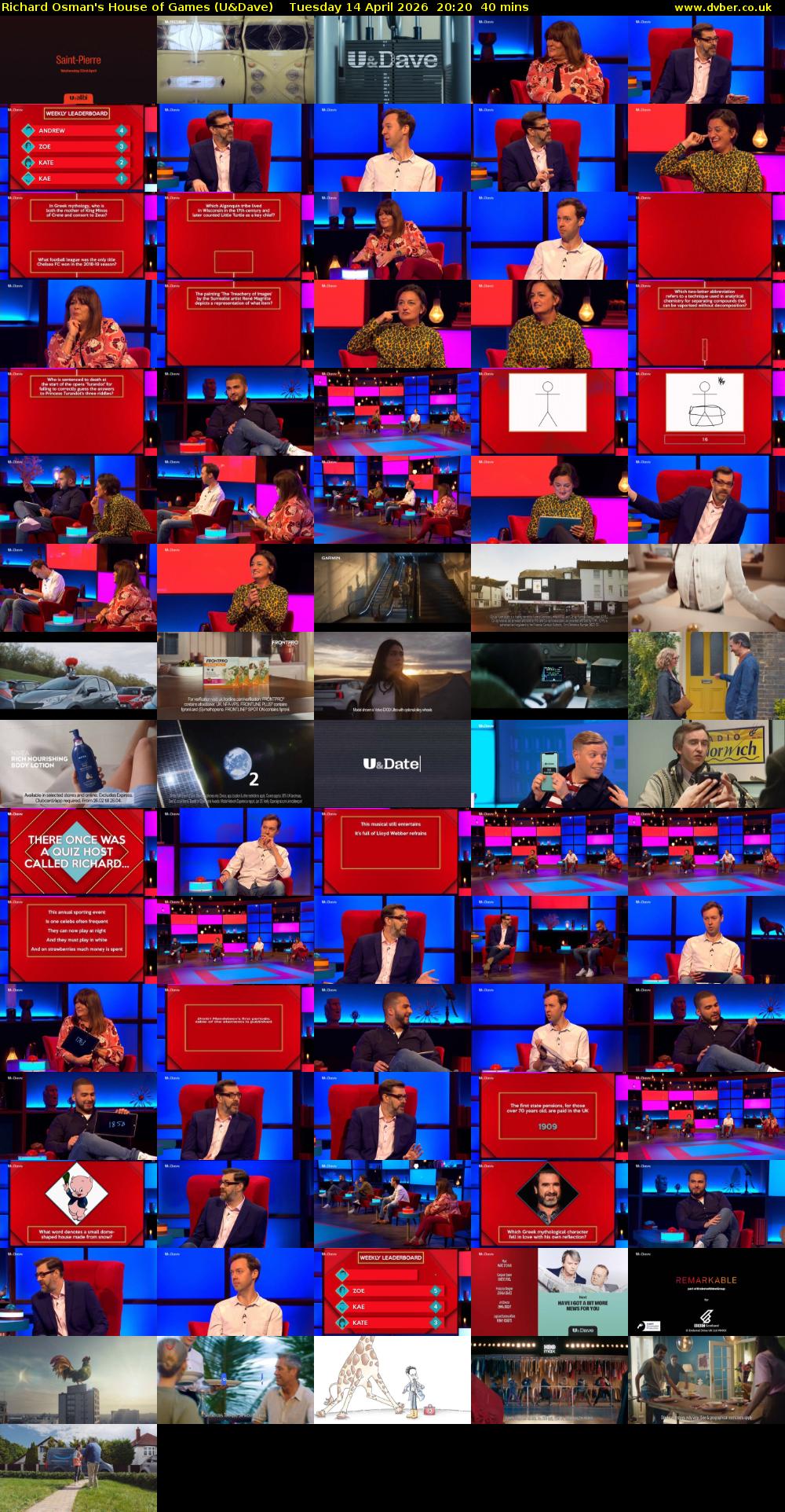 Richard Osman's House of Games (U&Dave) Tuesday 14 April 2026 20:20 - 21:00