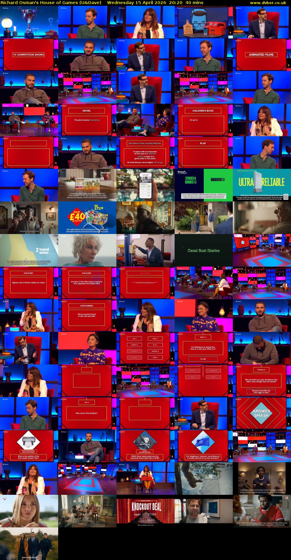 Richard Osman's House of Games (U&Dave) Wednesday 15 April 2026 20:20 - 21:00