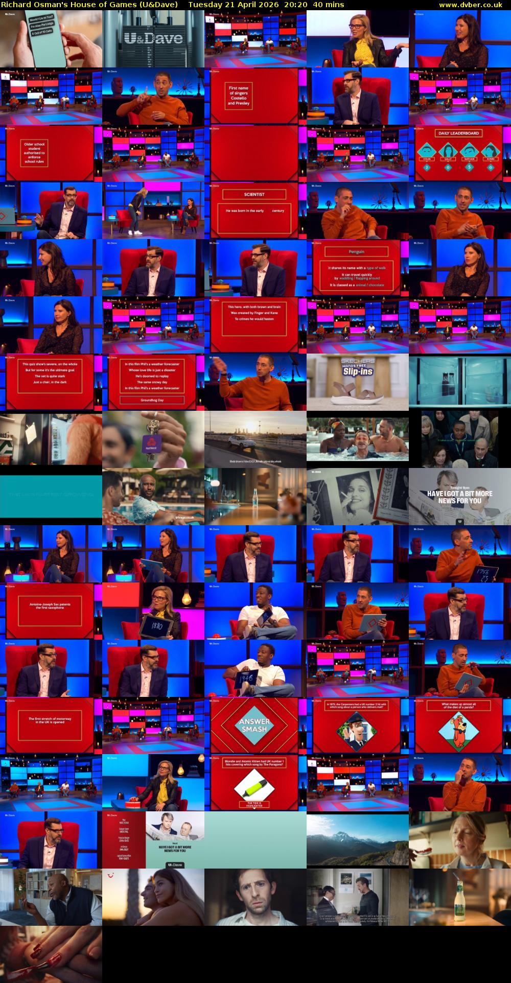 Richard Osman's House of Games (U&Dave) Tuesday 21 April 2026 20:20 - 21:00