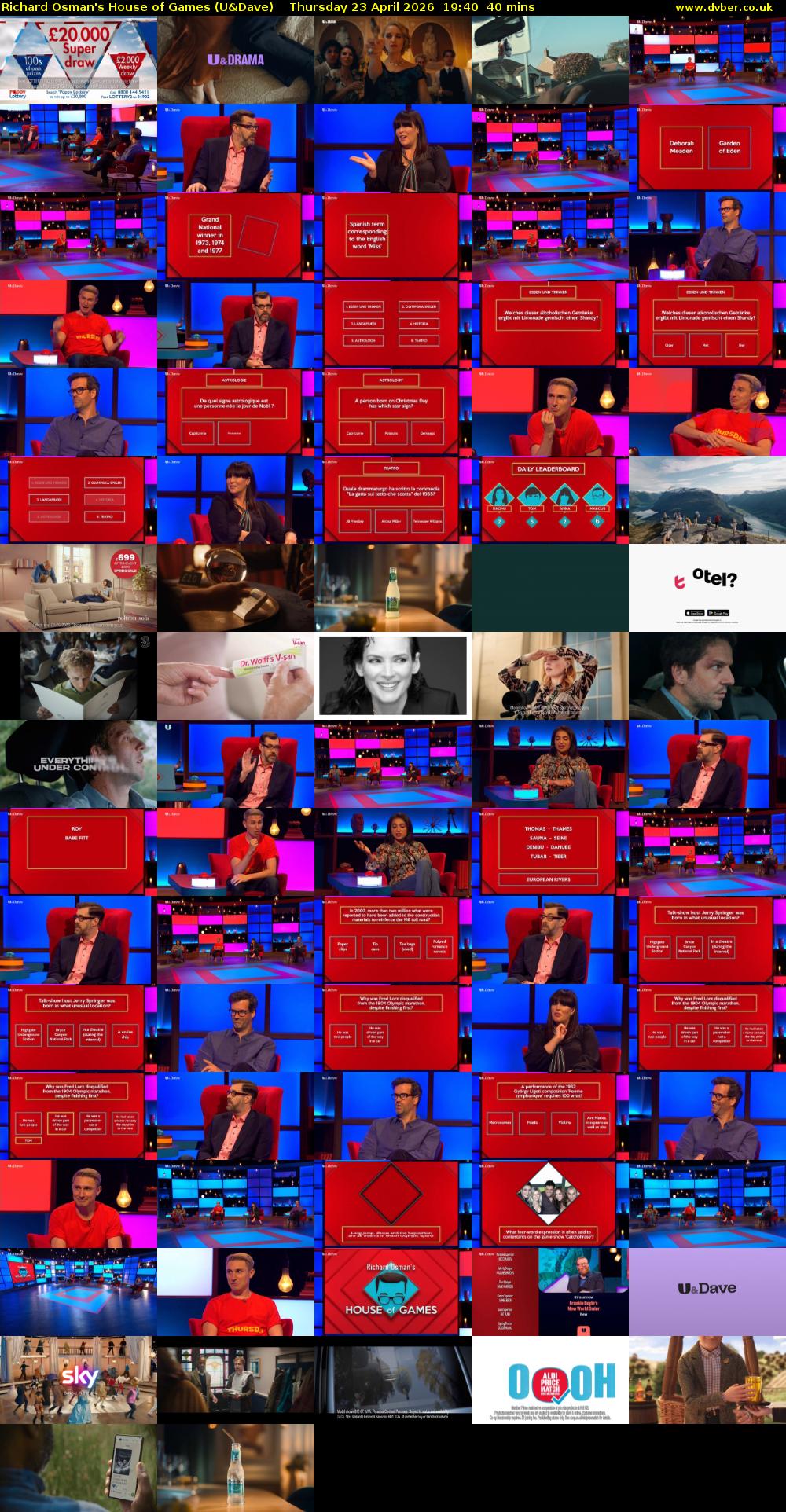 Richard Osman's House of Games (U&Dave) Thursday 23 April 2026 19:40 - 20:20