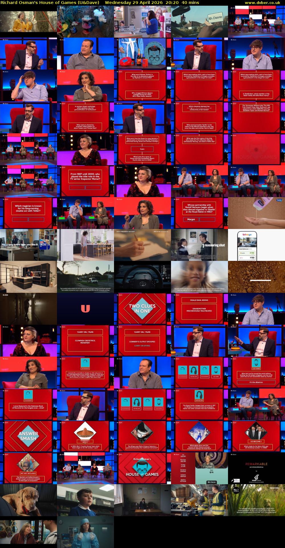 Richard Osman's House of Games (U&Dave) Wednesday 29 April 2026 20:20 - 21:00