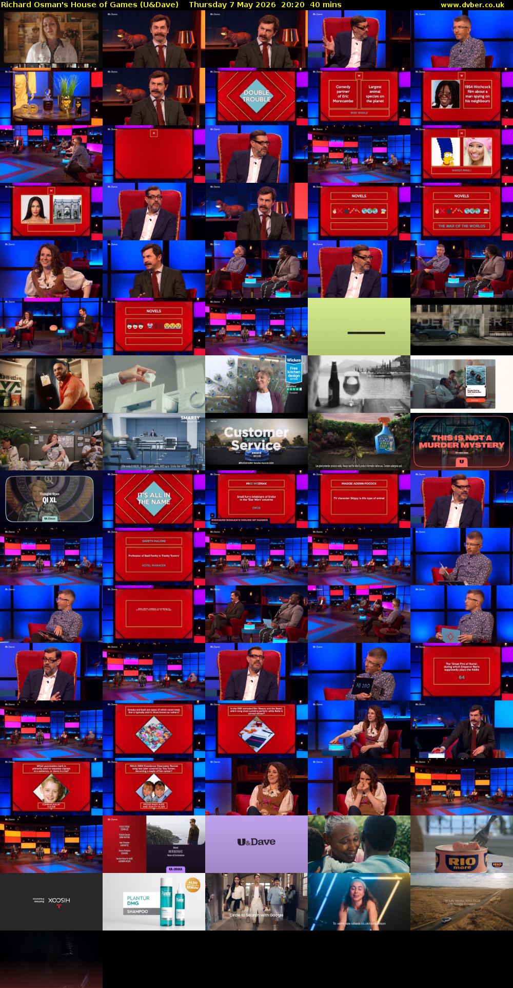 Richard Osman's House of Games (U&Dave) Thursday 7 May 2026 20:20 - 21:00