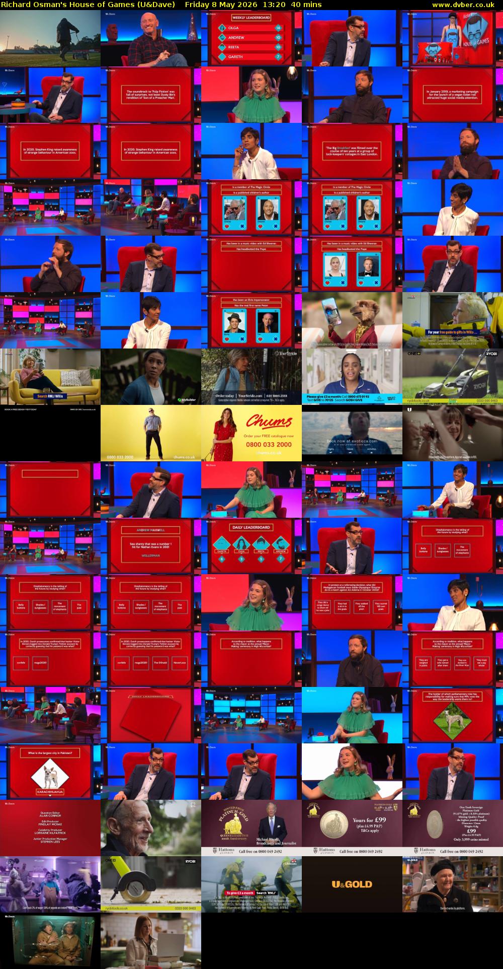 Richard Osman's House of Games (U&Dave) Friday 8 May 2026 13:20 - 14:00