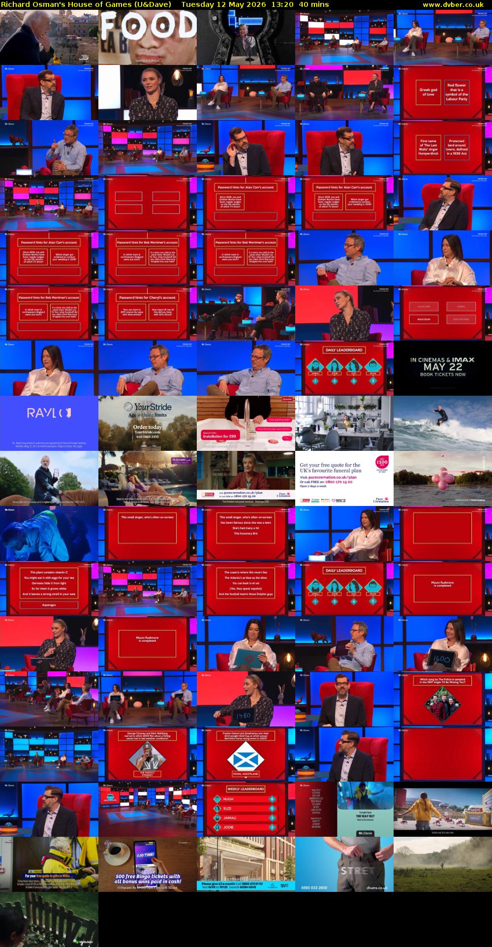 Richard Osman's House of Games (U&Dave) Tuesday 12 May 2026 13:20 - 14:00