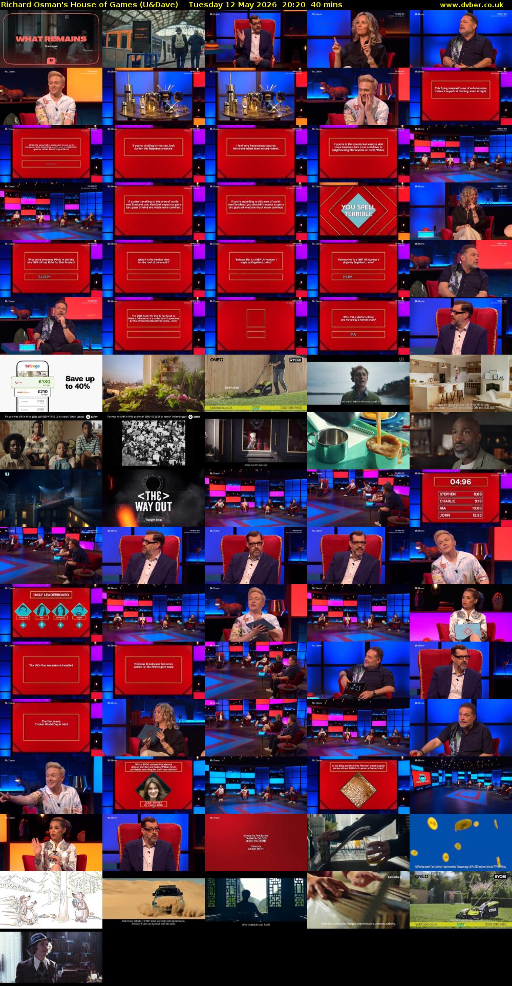 Richard Osman's House of Games (U&Dave) Tuesday 12 May 2026 20:20 - 21:00