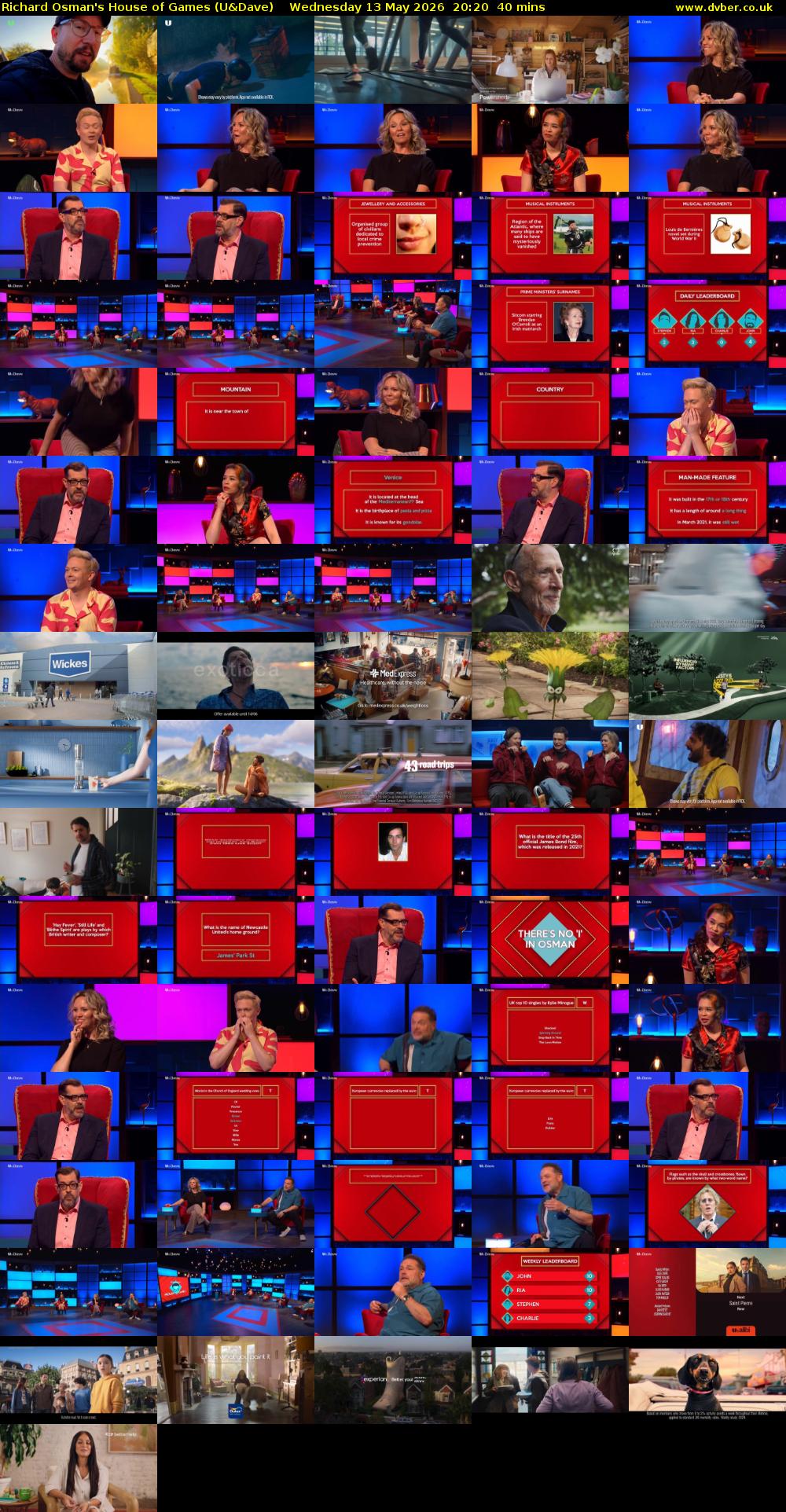 Richard Osman's House of Games (U&Dave) Wednesday 13 May 2026 20:20 - 21:00